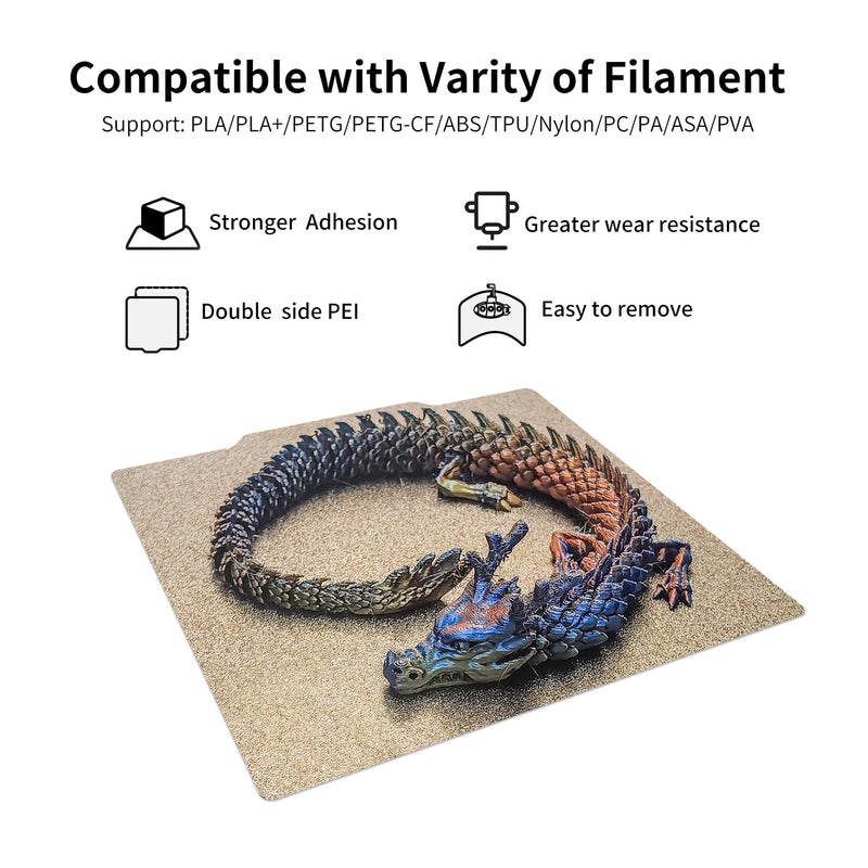 G-Hubble Double Sided Textured PEI Build Plate for CR10 S4,Kobra Max, 410x410mm Spring Steel Print Bed with Magnetic Base for Anycub Chiron, Formbot T-rex 2+, Wombot Modus,RepRap X400, Raptor 3D Printer. - Image 5